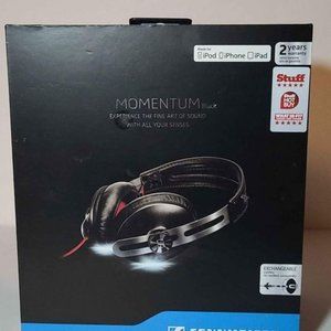 SENNHEISER MOMENTUM WIRED OVER-EAR HEADPHONES- RED & BLACK WITH CASE.